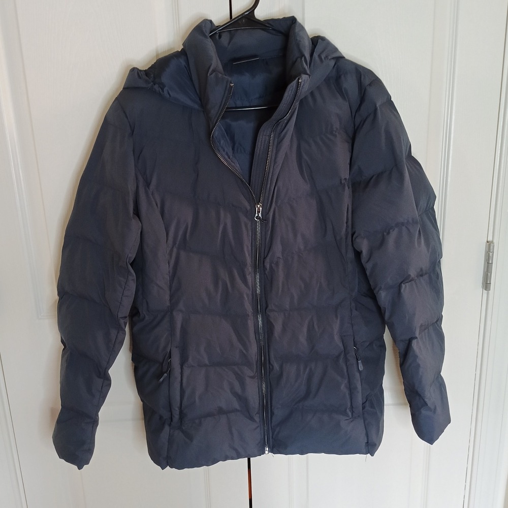 32 Degrees Heat Puffer Jacket Mens Medium Navy Blue Excellent Quilted Hooded
